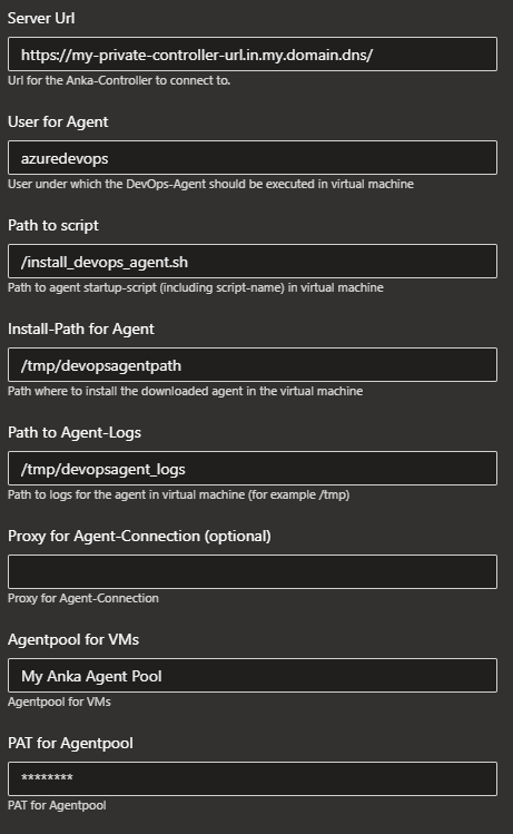 Image of the settings for the Anka Controller connection